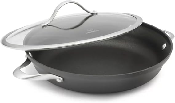 Calphalon Hard anodized two-handle 12-inch everyday pan with glass lid