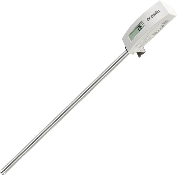 ECOWITT WN34BS Soil Temperature Sensor, Waterproof Soil Tester Digital with LCD Display, 11.8 inch Temperature Probe Sensor for Garden, Farm, Lawn, Indoor and Outdoor Use