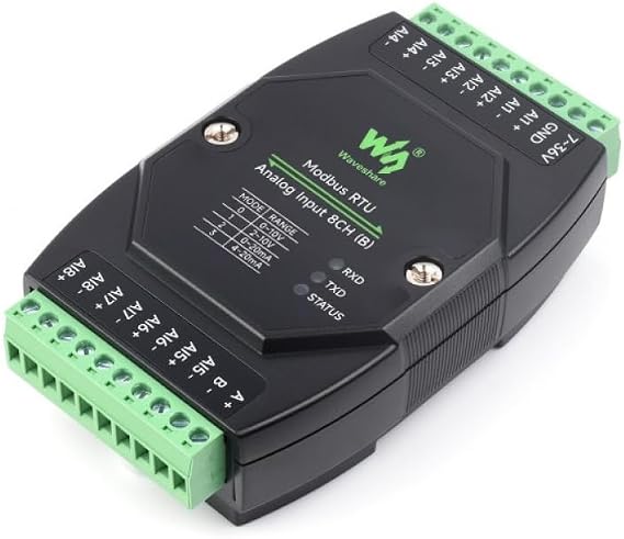Waveshare 8 Channel Analog Input Module 12 Bit High Precision ADC for Voltage Current Sensor Data Acquisition with Modbus RTU RS485 IoT Development Board SKU-25767