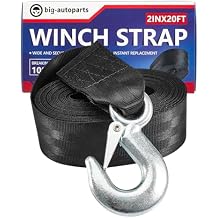 2 Inch by 20 Feet Trailer Winch Strap with Hook Heavy Duty Strap Replacement 10000 lbs Breaking Strength 3300 lbs Load Capacity for Boat,Jet Ski, Black, 1 Pack