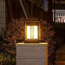 Modern Style Lawn Outdoor Solar Post Lantern Light, IP55 Waterproof 4 Color Light Changing Gate Stigma Lamps, Garden Courtyard LED Landscape Solar Post Lantern Lamp