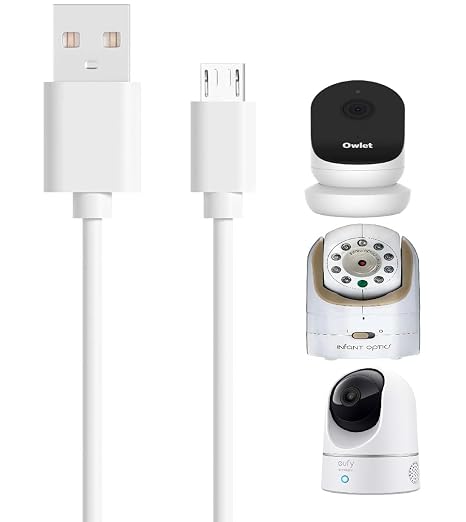 USB Charging Cable for Security Camera,Baby Monitor Cord, Compatible with LBTech, Owlet, Infant Optics, eufy, Moonybaby, VAVA Power Extension Cable (2 meter)