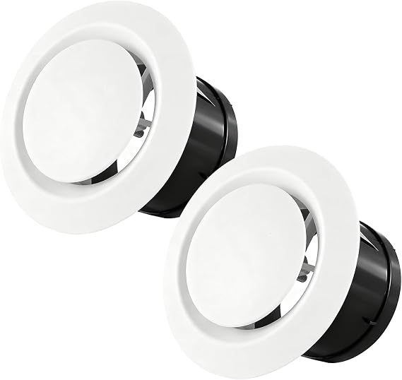 2Pcs Round Adjustable Air Vent Covers, for Tumble Dryer Bathroom Ceiling
