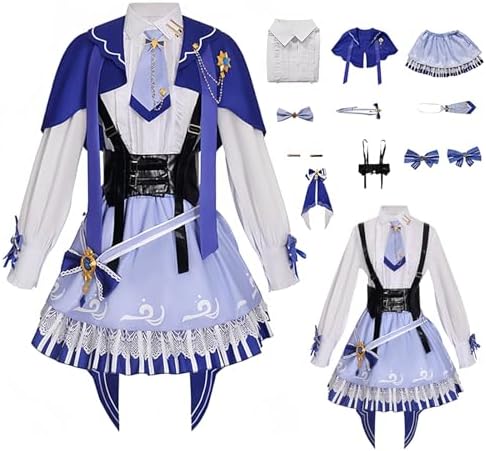 Furina Costume Outfit Focalor Uniform Dress Halloween Suit Adult Blue