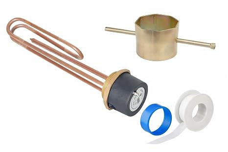 11" Copper Immersion Cylinder Heater Element Kit Inc Box Spanner & Ptfe Tape