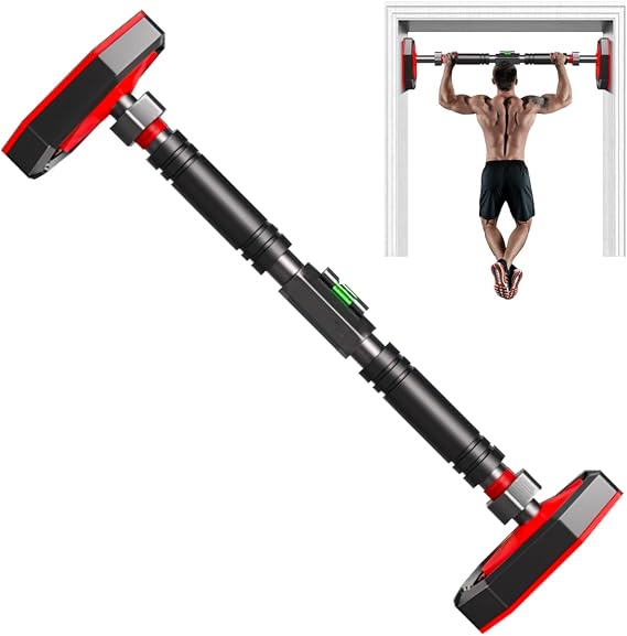 Doorway Pull Up Bar - No Screw Installation, Adjustable Width Upper Body Workout Bar with Automatic Locking, 440 LBS Strength Training Pull-Up Bar for Home Gym Exercise