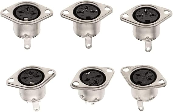 3-Pin DIN Female Jack Socket Connector Panel Mount Chassis Audio 2 Hole Soldering Din Jack Socket (6 Pcs)
