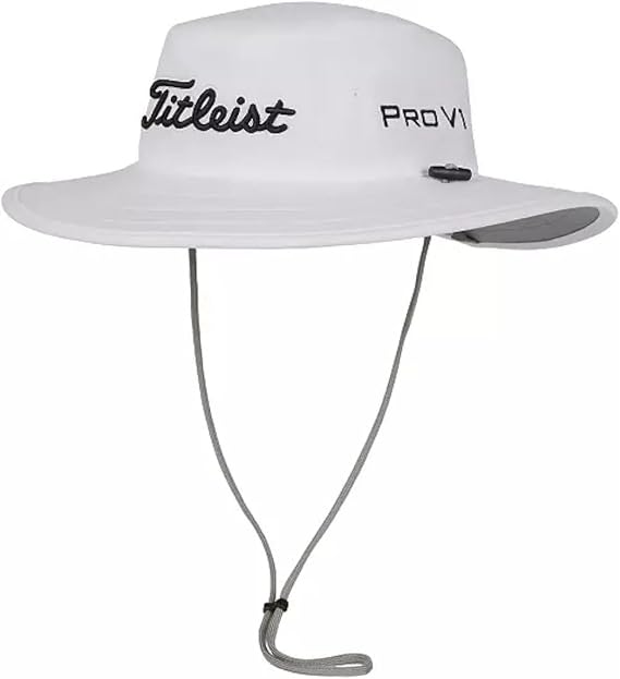 Titleist Tour Aussie Hat (White/Black, One Size,) Bucket Sun Golf Cap 2024