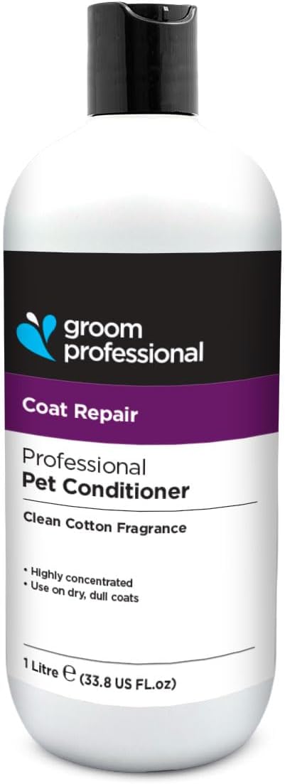 Groom Professional Coat Repair Professional Pet Conditioner, Clean Cotton Fragrance, Concentrated Formula for Dry Dull Coats, 4 Litres (1 Litre White)
