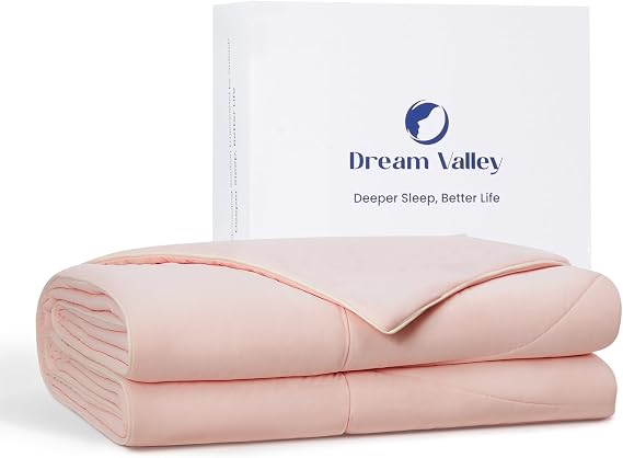 Dream Valley Outlast Deepsleep Cooling Comforter, Twin Size, NASA-Grade Space Technology Cooling Blanket for Hot Sleepers Night Sweats, Q-Max > 0.45 AerocoolTM Breathable, Pink Blush, 68"x90"