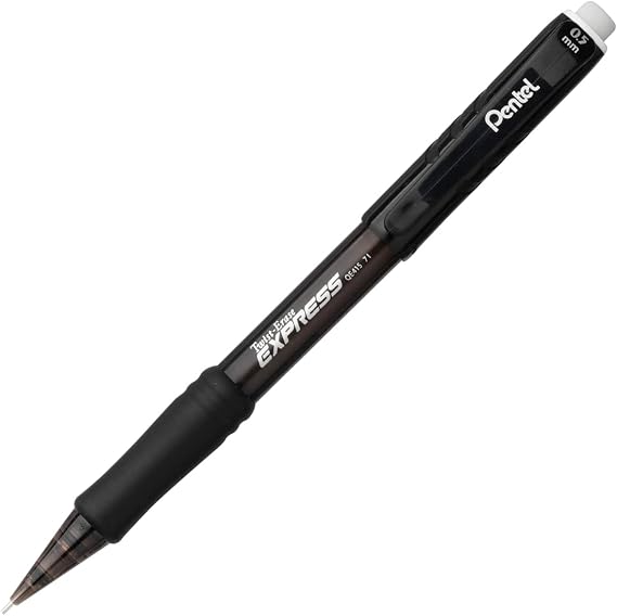Pentel Mechanical Pencil, Refillable Lead/Eraser,.9mm,Smoke (PENQE419A)