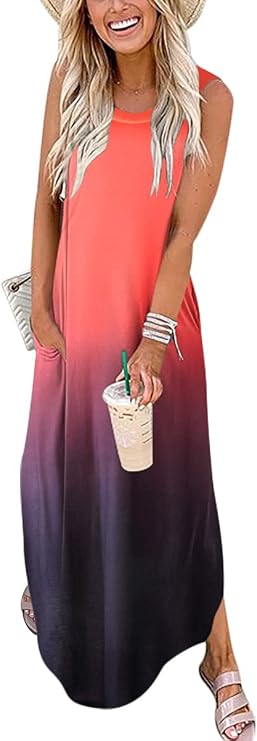 ANRABESS Women Summer Maxi Dress Beach Vacation Sundress Sleeveless Casual Loose Shirt Dresses 2026 Travel Outfits