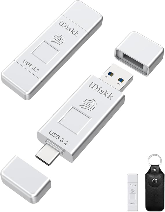 iDiskk 512GB Fingerprint Encrypted SSD Flash Drive for USB-C Devices & PC
