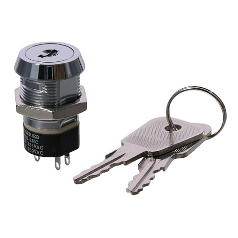 Electric Keylock 19mm Universal 2NO 2NC Push Button Switch Durable 2 Positions DIY