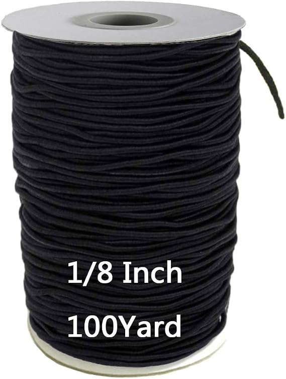 1/8 inch Elastic Bands for Sewing - Elastic String for Masks,100 Yards | Elastic Cord Heavy Stretch High Elasticity Knit Elasticfor for Sewing Crafts DIY Mask, Black
