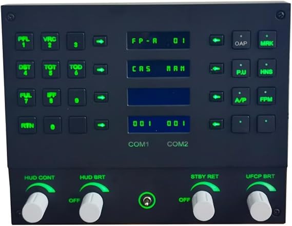 RCARTOYRTR Flight Simulator JF-17/FA-18C/F16 UFCP Up Front Control Panel with Backlit Panel, Programmable Controls, Compatible with Leading Flight Simulation Games on Windows