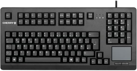 CHERRY G80-11900, Compact Mechanical Keyboard with Numpad, Touchpad & 2 Mouse Buttons, French Layout (AZERTY), USB Connection, MX Black Switches, Black
