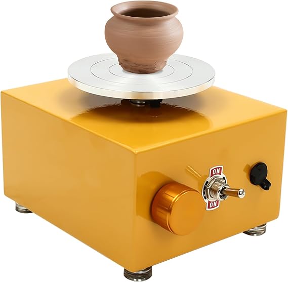 Mini Pottery Wheel Machine, DIY Electric Adjustable Speed Pottery Machine, with 2 Turntable Trays & 8 Clay Tools, for Children Beginners DIY Clay Art