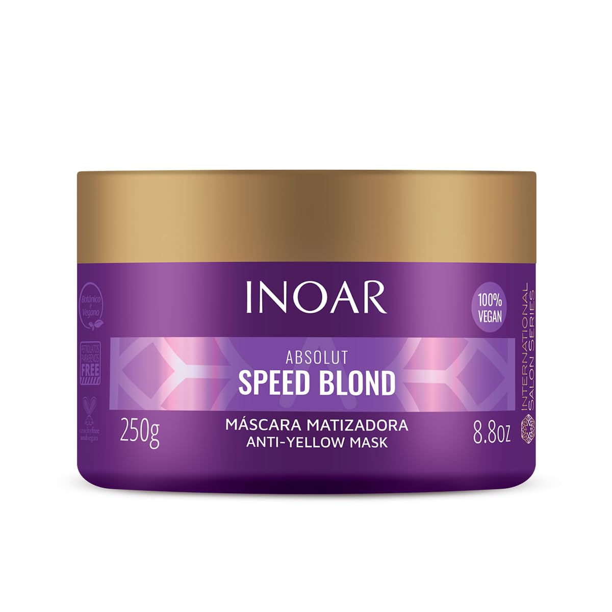 Inoar Absolut Speed Blond Mask with Argan Oil for Blonde, Silver & Gray Hair with Tone Neutralization & Hydration, 6.7 oz
