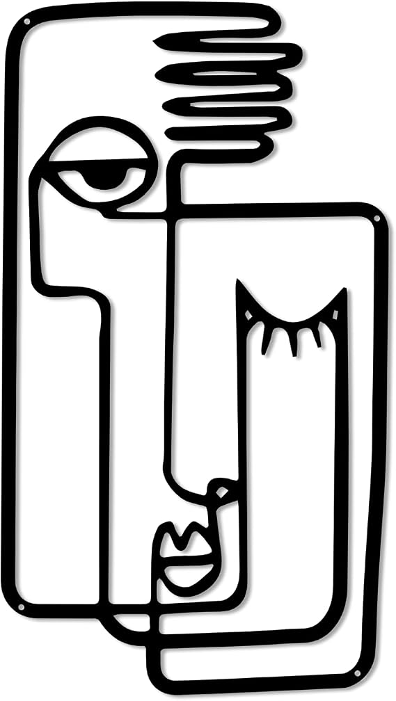 DUOOLN Metal Wall Art Minimalist Abstract Woman Wall Signs，Iron Line Drawing Decor,Female Single Line Home Hanging for Bedroom Bathroom Living Room Christmas Housewarming(StylesB -16.9 x 9.44in)