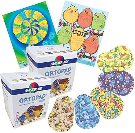 Ortopad Bamboo Boys Eye Patches, 100-Pack (Regular Size, 4+ yrs) 2 Boxes and 2 Posters