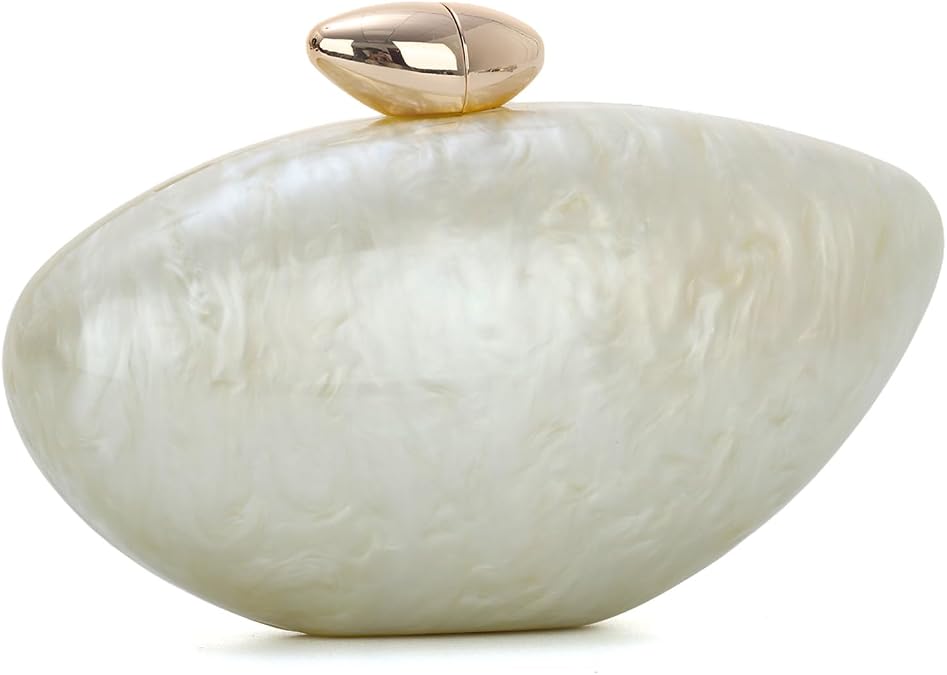 GOKTOW Shell Shaped Acrylic Clutch Trendy Metallic Evening Bag for Women's Party Formal Events