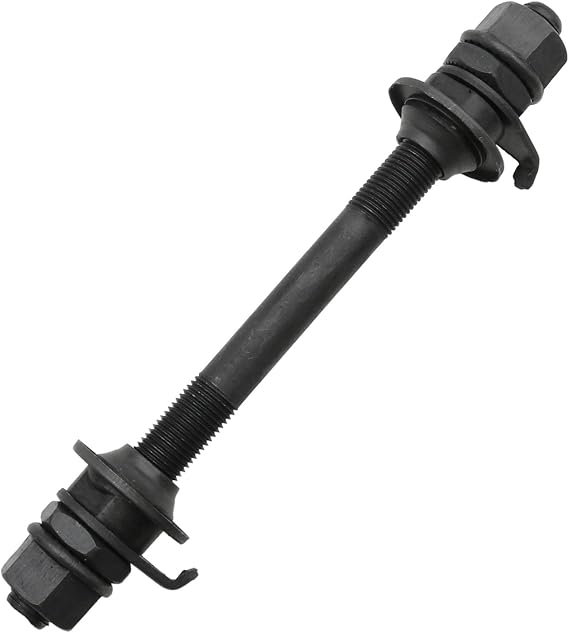 1PCS Bike Axle 140mm Bicycle Multiple Speed Front Hub Axle 3/8 Inch Black Bike Axle Replacement 26 TPI Hub Shaft Conical Lock Nut Washer Kit Bicycle Parts Accessories