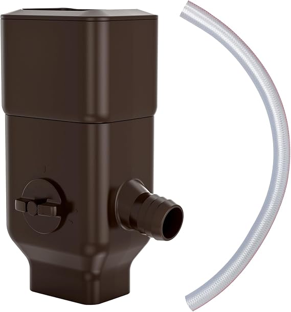 Prestantious Rainwater Collection System with Adjustable Switch Valve,Brown