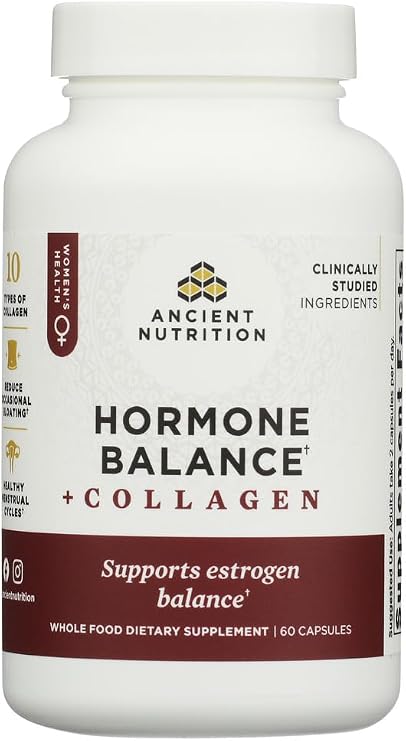 Ancient Nutrition Hormone Balance + Hydrolyzed Collagen Peptides Capsules