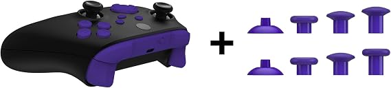 eXtremeRate Purple ThumbsGear Interchangeable Ergonomic Thumbstick + Replacement Buttons for Xbox Series S/X Controller