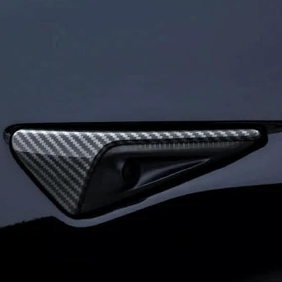 Tesla Model Y Uyumlu Mat Karbon Fiber Görünümlü Yan Kamera (Sinyal) Kaplama Seti HW4