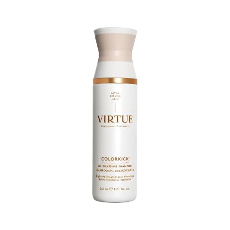 VIRTUE ColorKick Purple Shampoo, De-brassing Toner, Color-Treated, 8 Fl Oz | Neutralizes brass, sulfate-free, for blonde, gray, or highlighted hair, bond-repair with Alpha Keratin 60KU