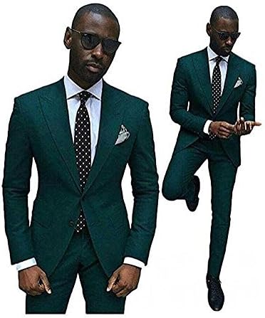 Green Slim Fit Wedding Suits for Men 2 Pieces Groom Tuxedos Business Men Suits