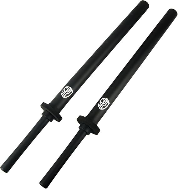 Foam Practice Swords Detachable Handle Training Stick Black (Double Pack)