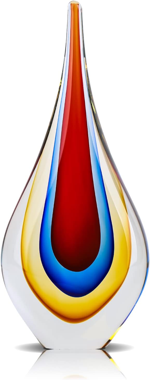 LCCCK Handmade Murano Glass Sculptures - Elegant Glass Art Figures Decoration for Living Room Windowsill and Bookshelf - Paperweight Glass for Office
