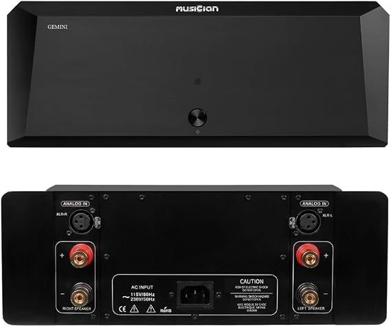 Musician Gemini Class AB Stereo Power Amplifier, True Balanced Fully Discrete Amp, 220W 2 Output, XLR Balanced Input, Low Distortion Audio Amps for Audiophile Hi-Fi System, Black