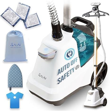SALAV Heavy Duty Smart Auto Shut-off Commercial Full-Size Garment Steamer, Beeping Alert when Water Runs out,