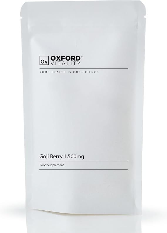 Oxford Vitality Goji Berry 1500mg Tablets | Antioxidant Supplement for Immune System Support and General Wellbeing | High Strength | Bottle