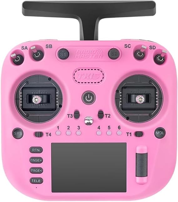 Radiomaster TX15 16ch 3.5inch IPS Touchscreen V5.0 Hall Gimbals Radio Controller ExpressLRS Built-in Gyro Microphone (Pink Mode 2)