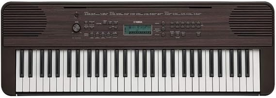 Yamaha PSRE360 61-Key Touch Sensitive Portable Keyboard with Power Supply, Dark Walnut