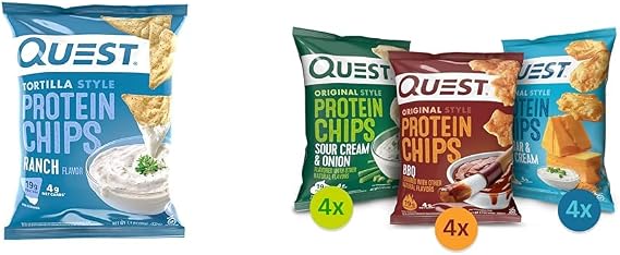 Quest Nutrition Tortilla Style Protein Chips, Ranch, Baked, 19g Protein & Protein Chips Variety Pack