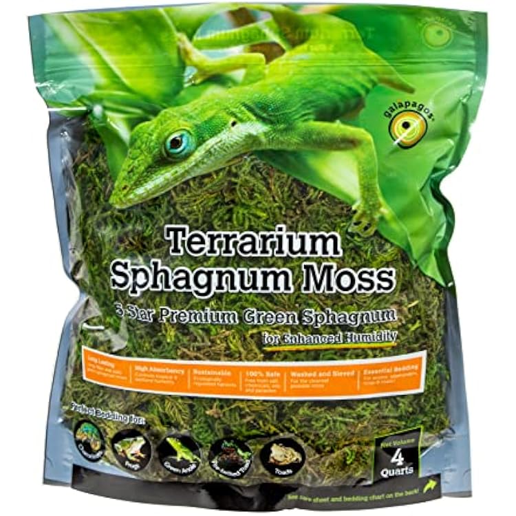 Galapagos 05213 Terrarium Green Sphagnum Moss, Natural, 4 Quart