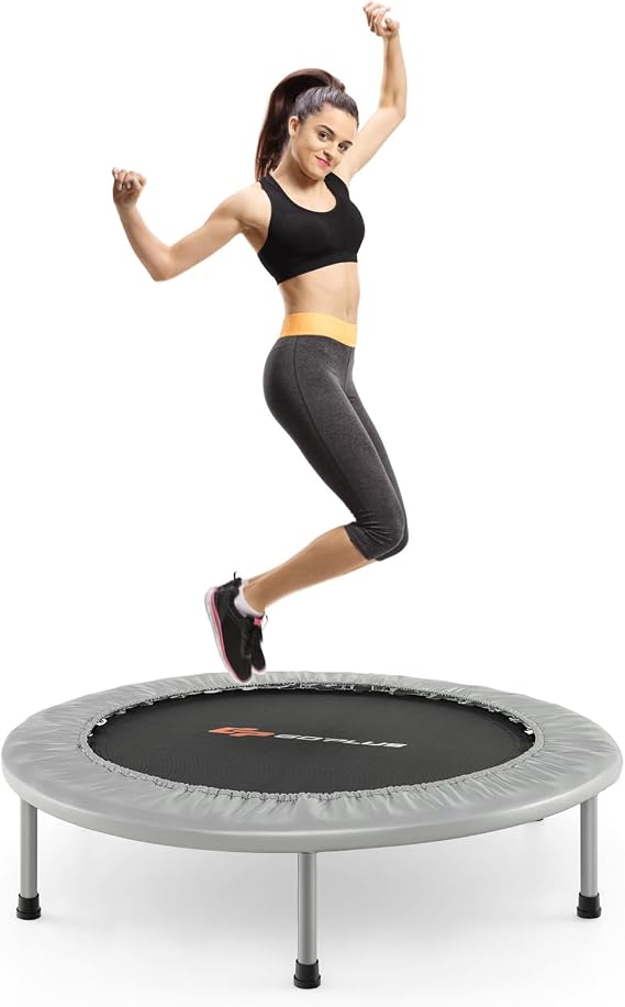 Goplus Foldable Mini Trampoline, 36/38 Rebounder Trampoline for Adults, Portable Fitness Rebounder for Outdoor Indoor Workout Exercise, Max Load 330LBS