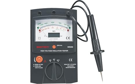 MASTECH MS5202 Digital/Analogue High Voltage Insulation Tester 2500V, 100G Ohm (Auto-range) Insulation Testers