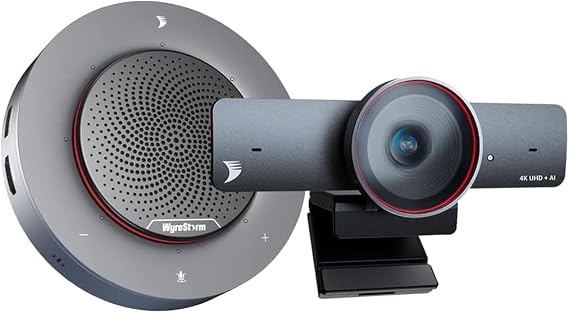 WYRESTORM 4K Conference Room Camera System, AI Auto-Tracking Webcam and Omnidirectional Speaker for Meeting Education Works with Microsoft Teams, Zoom, OBS