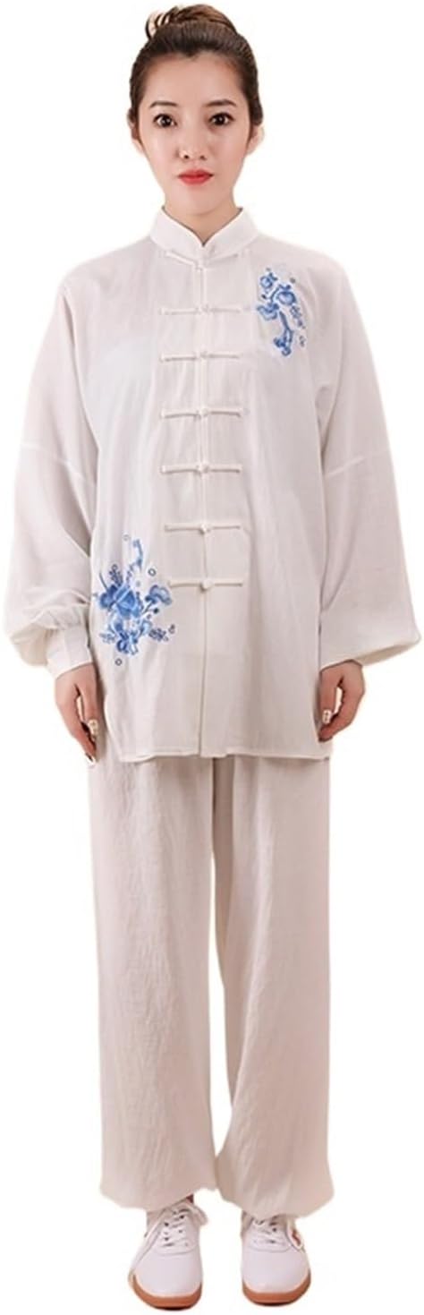 Women Cotton Linen Tai Chi Suit Female Kung Fu Wushu Martial Arts Uniform Performance Jacket Pants