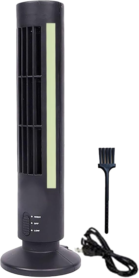 Compact Tower Fan for Bedroom - ABS Bladeless Cooling with Dual Wind Modes, USB-Powered & Space-Saving (Home/Dorm Use) (black)