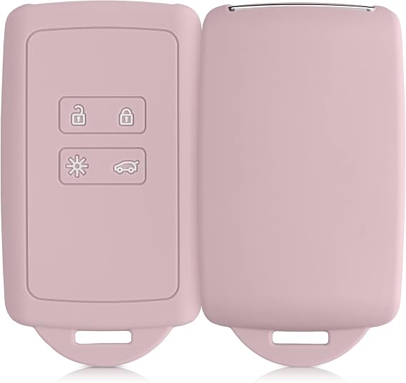 kwmobile Key Fob Cover for Renault 4 Button Car Key Smart Key (only Keyless Go) Cover - Protective Car Key Case - Soft Anti-Slip Shell - Scratch Resistant - Antique Pink Matte