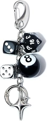 8 Ball Dice Bag Charm Keychain - Creative Purses Handbags Accessories - y2k Billiard Lover Gift for Women Men