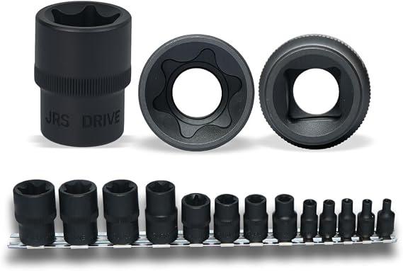 Drive Impact Socket Set, 13 Piece Metric 4mm to 15mm, 6 Point Cr-V Alloy Steel for Auto Repair, Easy-to-Read Size Markings, Rugged Construction (Black)